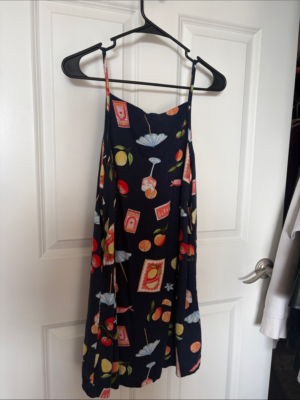 Old Navy Navy Blue Fruit-Print Spaghetti Strap Mini Dress